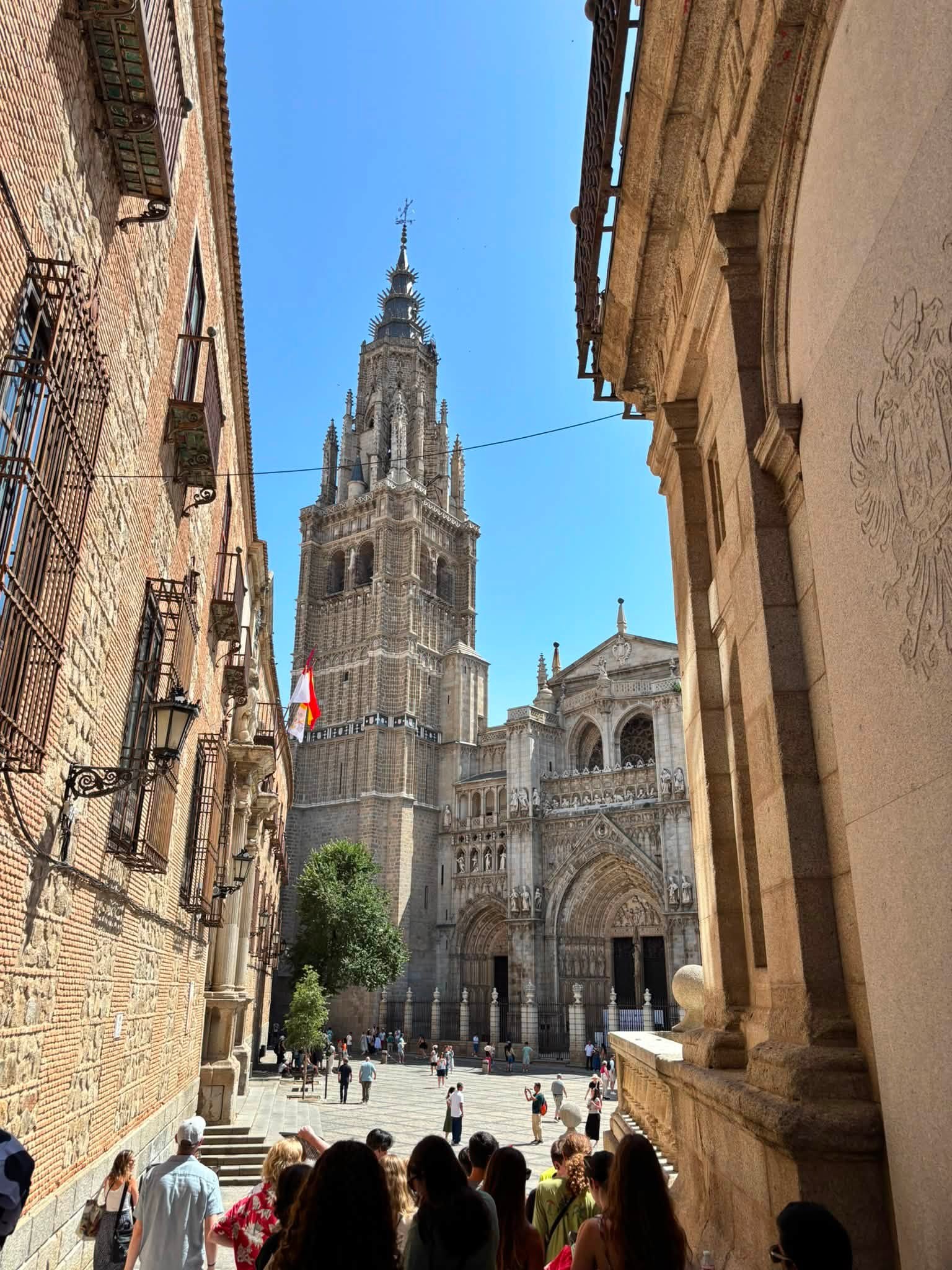 View of a cathedral in Toledo, Spain from an alleyway